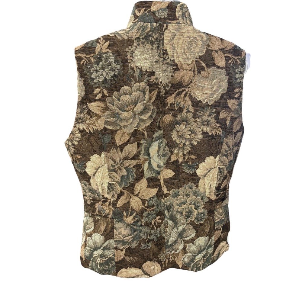 Drapers & Damons Floral Tapestry Vest Women's‎ Medium Sleeveless Zip Up - Picture 3 of 10